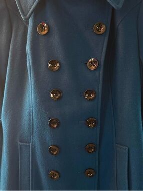 New York & Company Teal Double-Breasted Peacoat
